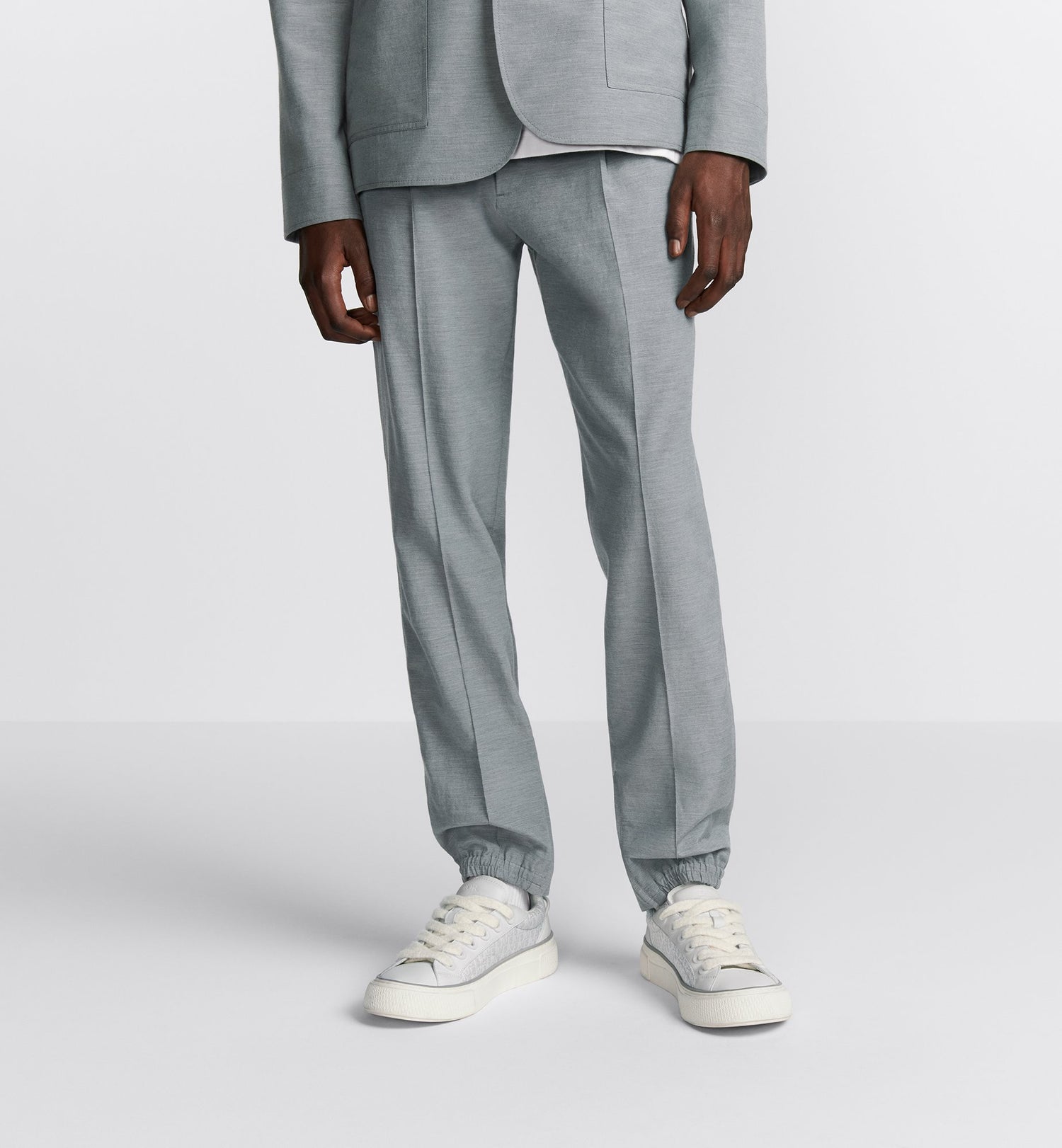 Tailored Track Pants Gray Slub Cotton Blend