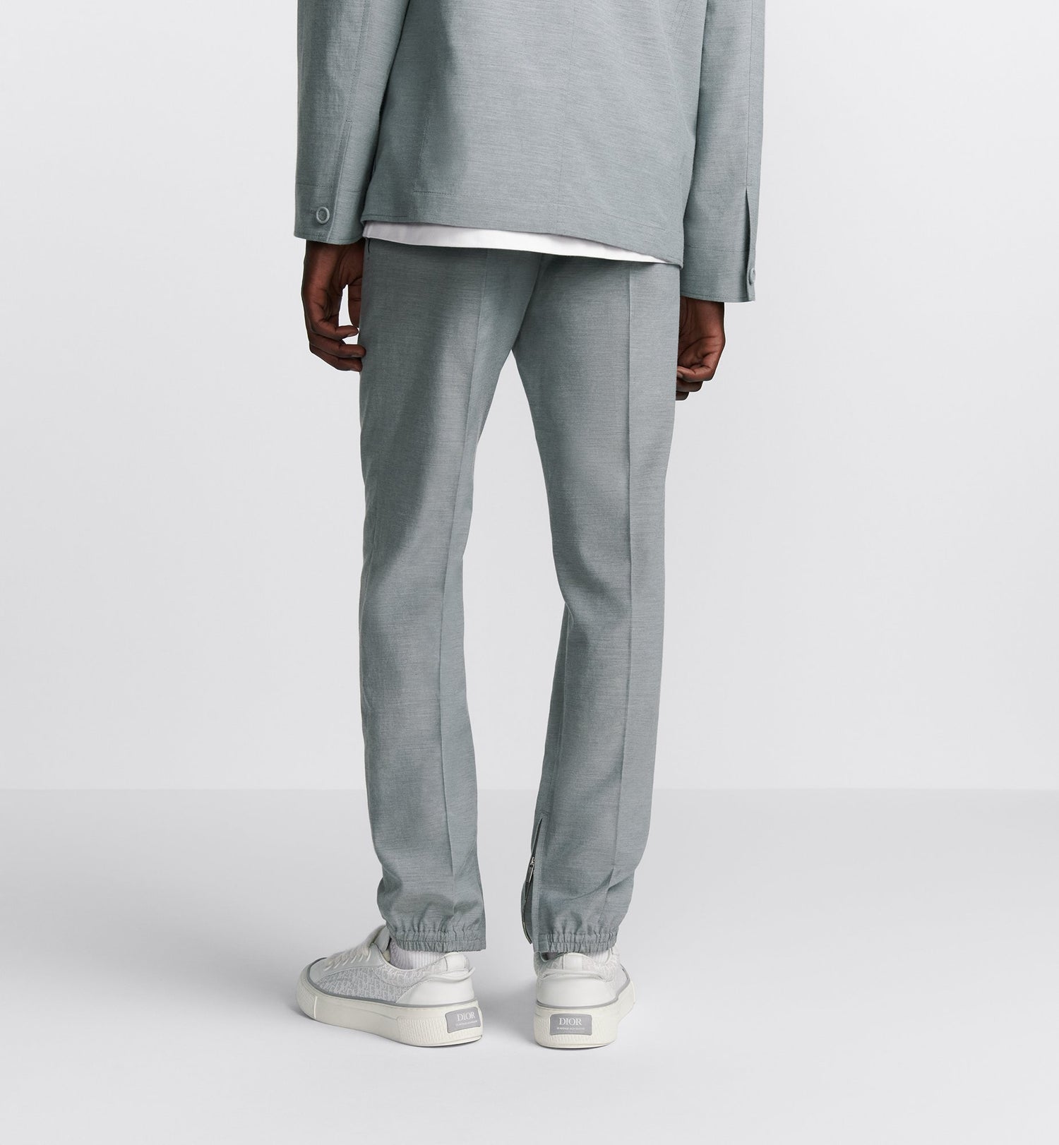 Tailored Track Pants Gray Slub Cotton Blend