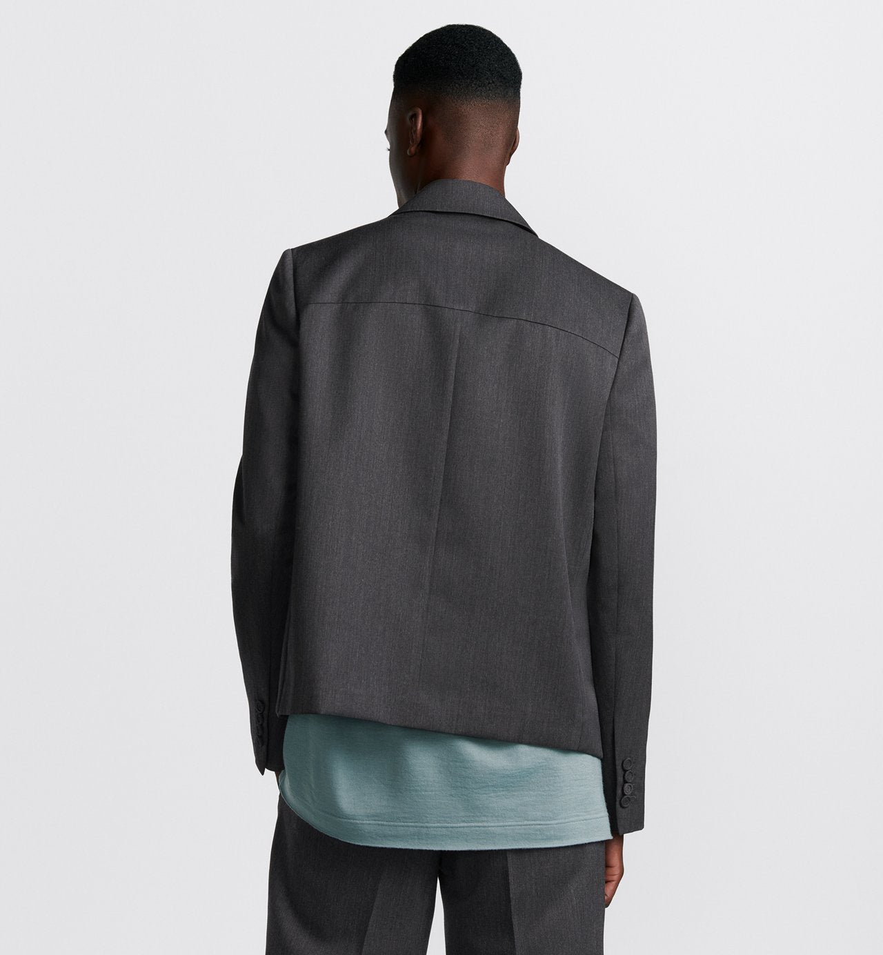 Classic Zip Jacket Gray Wool-Blend Twill