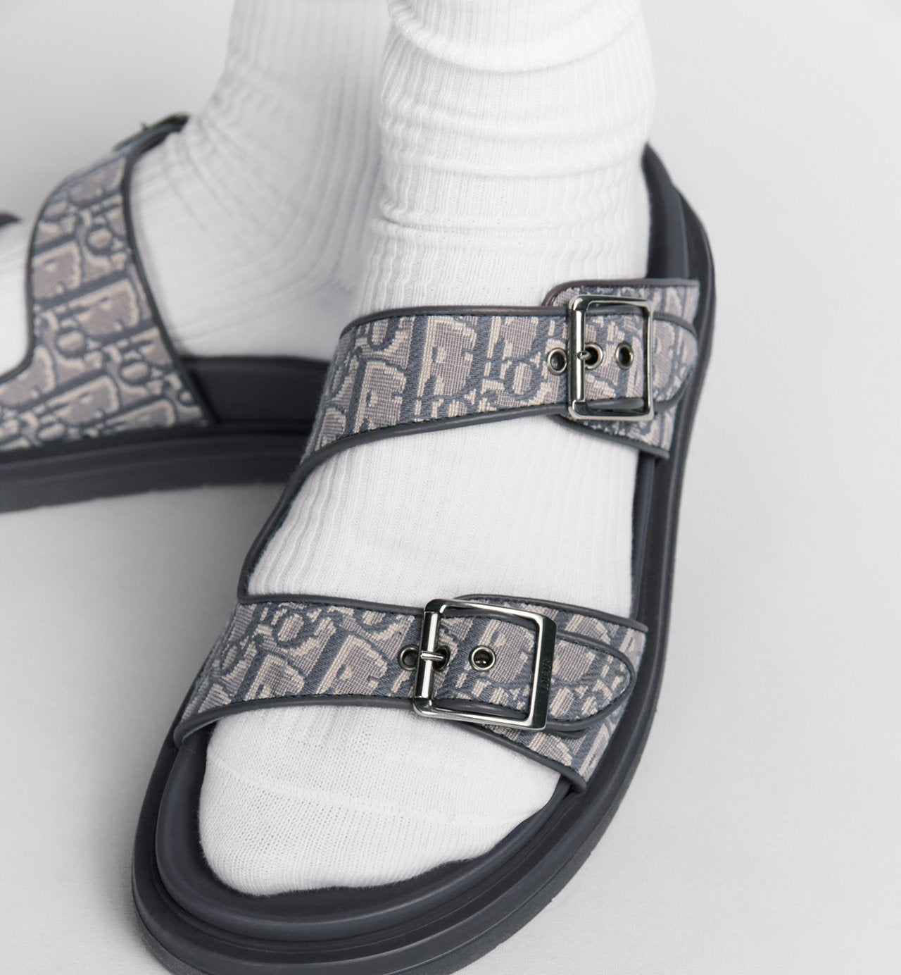 Dior Aqua Sandal Deep Gray Dior Oblique Jacquard