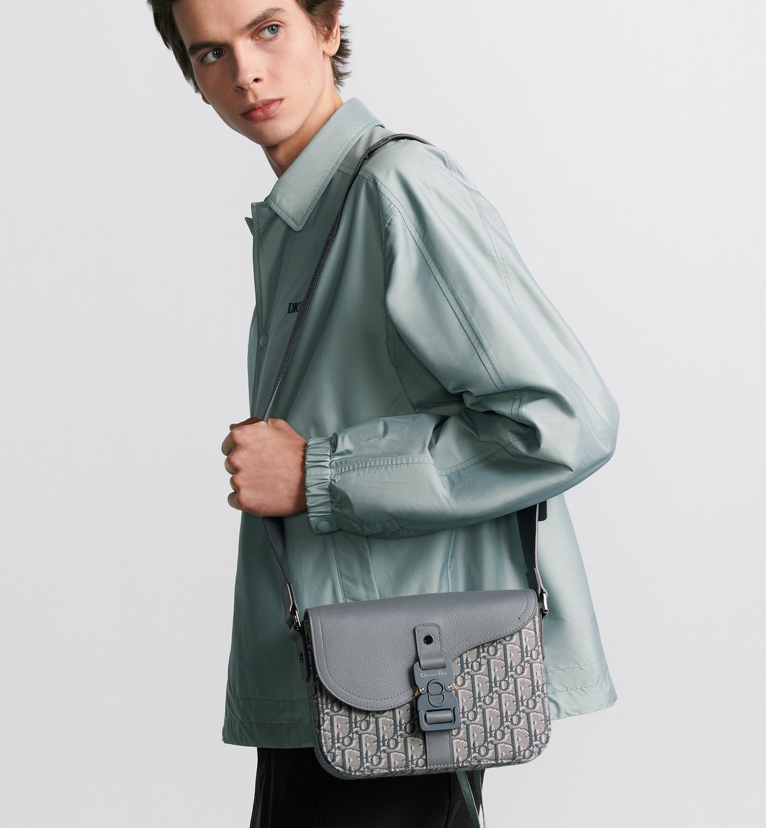 Small Saddle Messenger Bag With Flap Deep Gray Dior Oblique Jacquard And Deep Gray Grained Calfskin