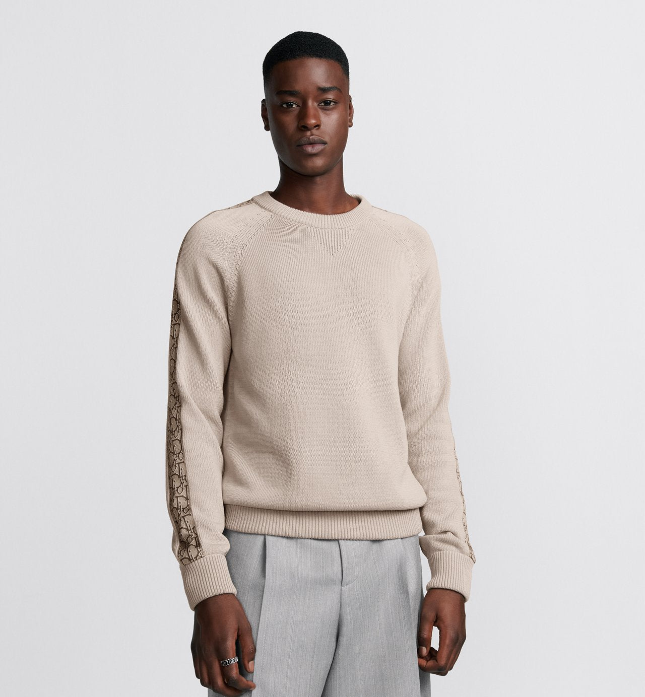 Sweater With Dior Oblique Inserts Beige Cotton Jersey