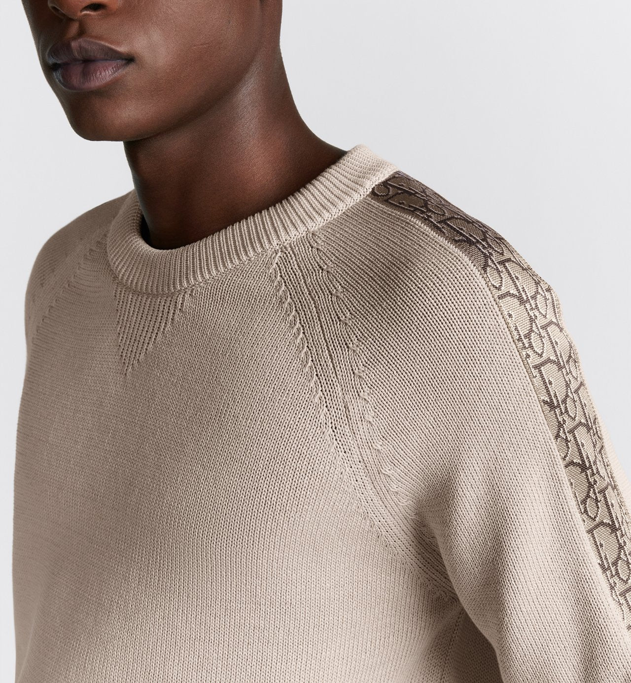 Sweater With Dior Oblique Inserts Beige Cotton Jersey