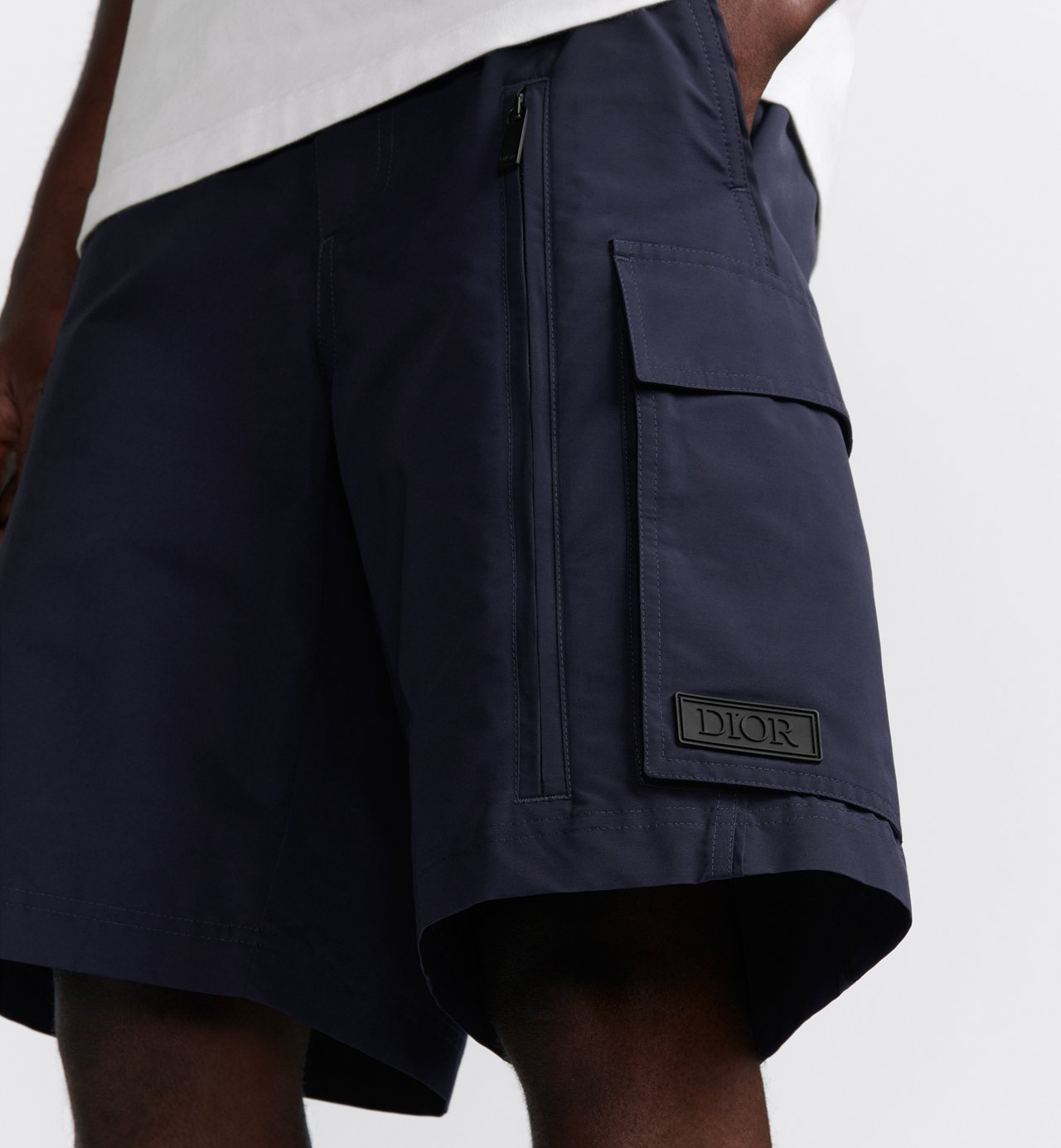 Cargo Bermuda Shorts Blue Cotton-Blend Ottoman