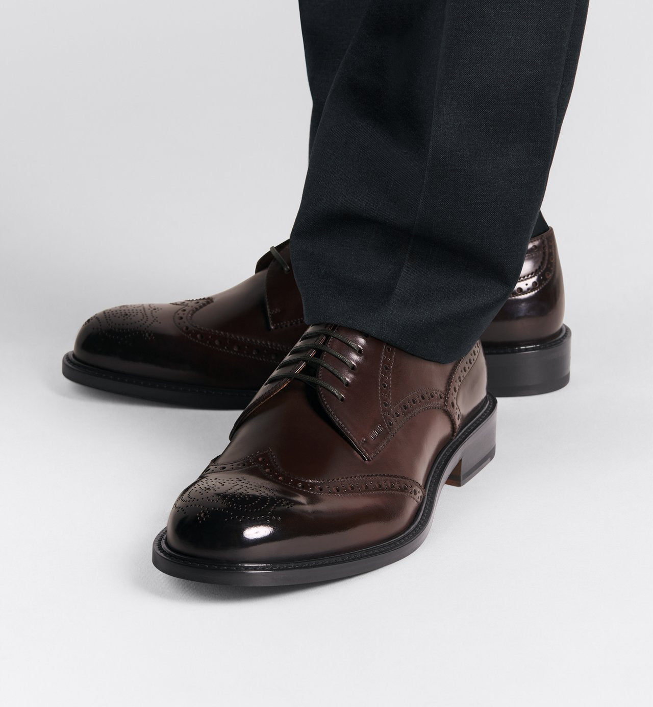 Dior Embassy Derby Brogue Brown Calfskin With Patina Finish