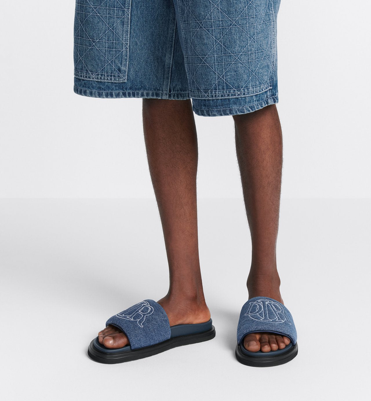 Dior Aqua Sandal Blue Quilted Denim