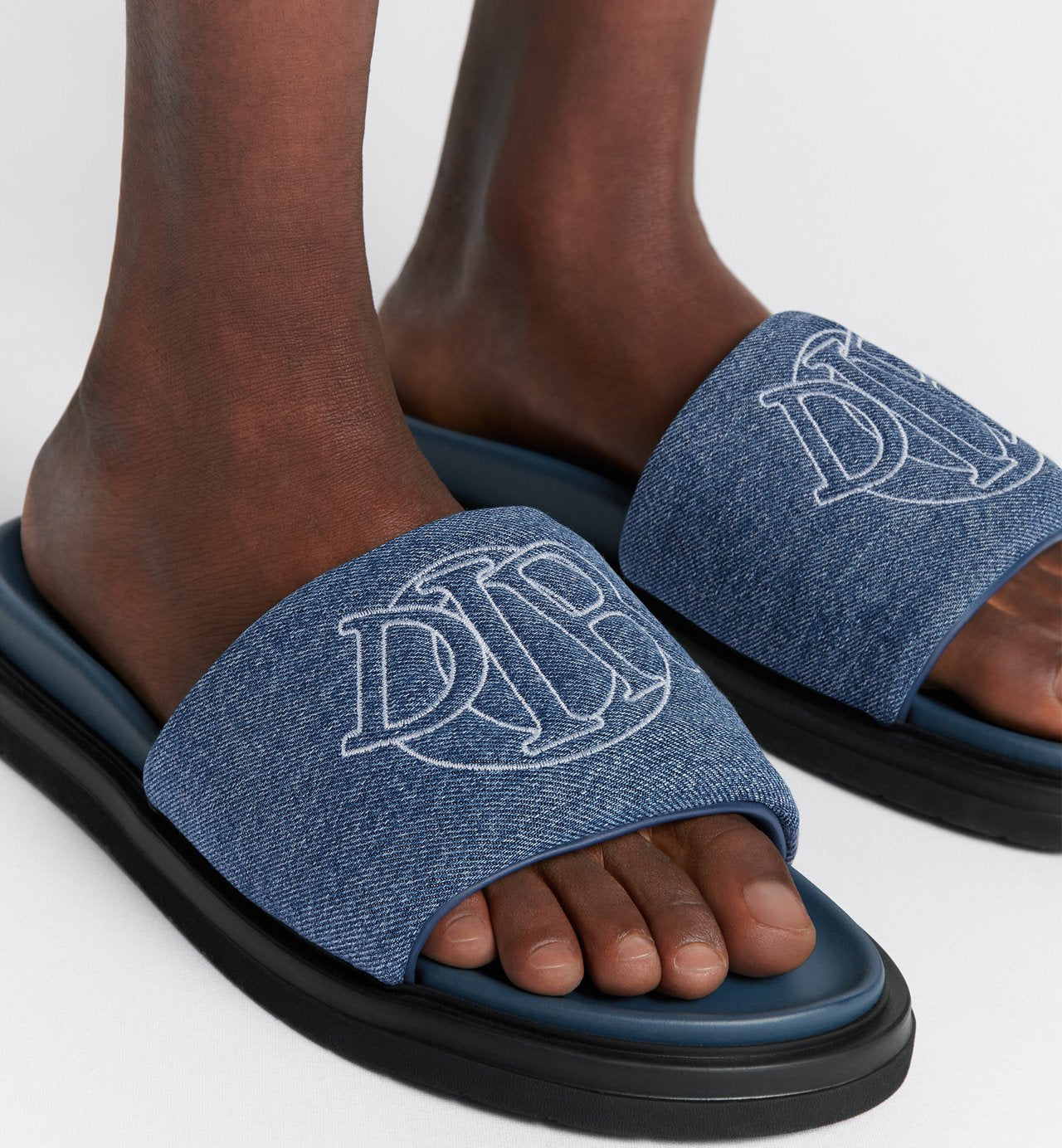 Aqua Sandal Blue Quilted Denim