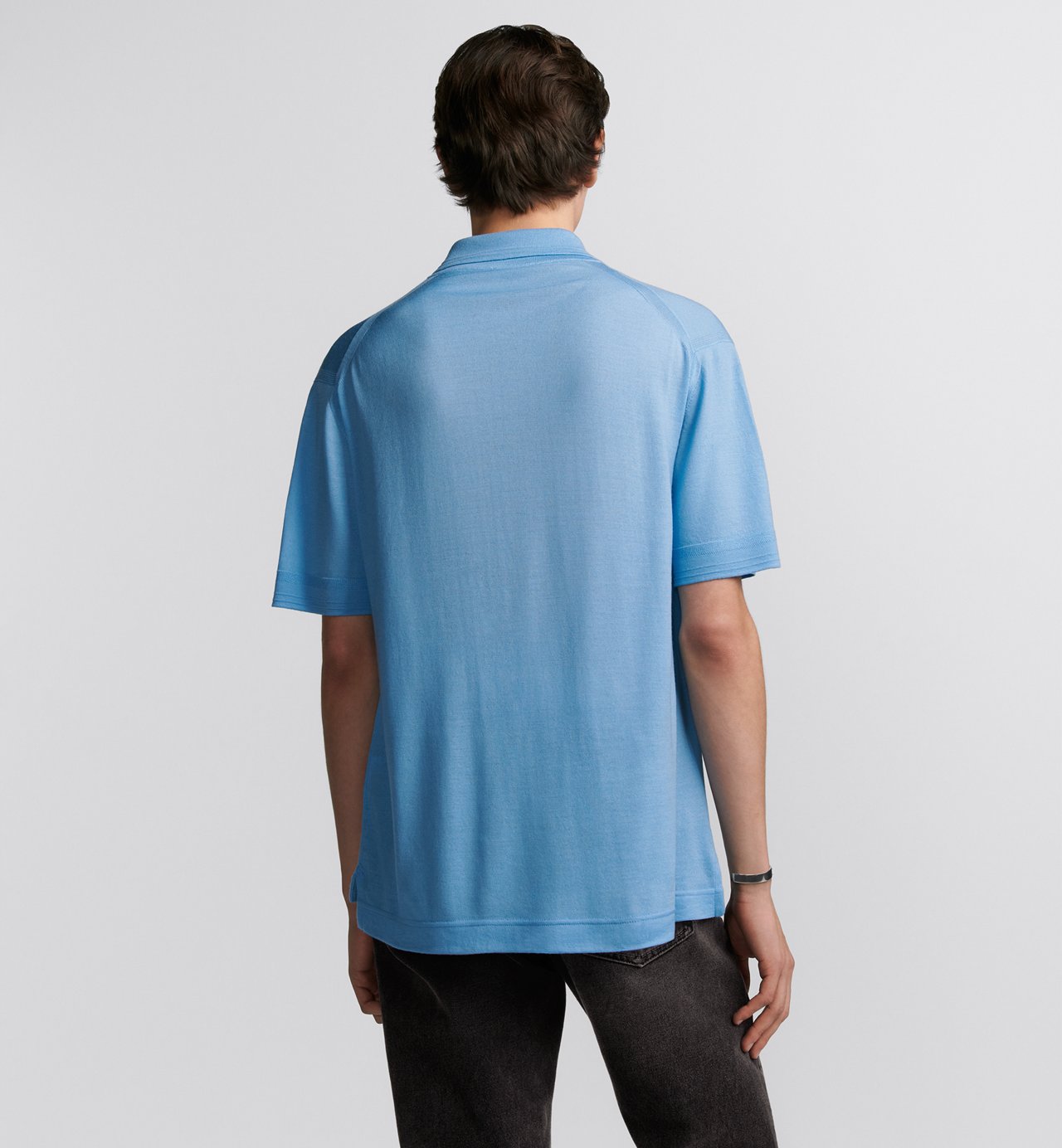 Cd Couture Polo Shirt Blue Virgin Wool Jersey