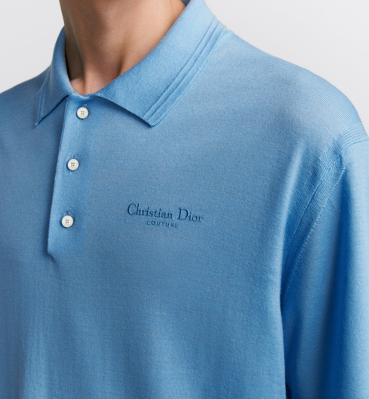 Cd Couture Polo Shirt Blue Virgin Wool Jersey