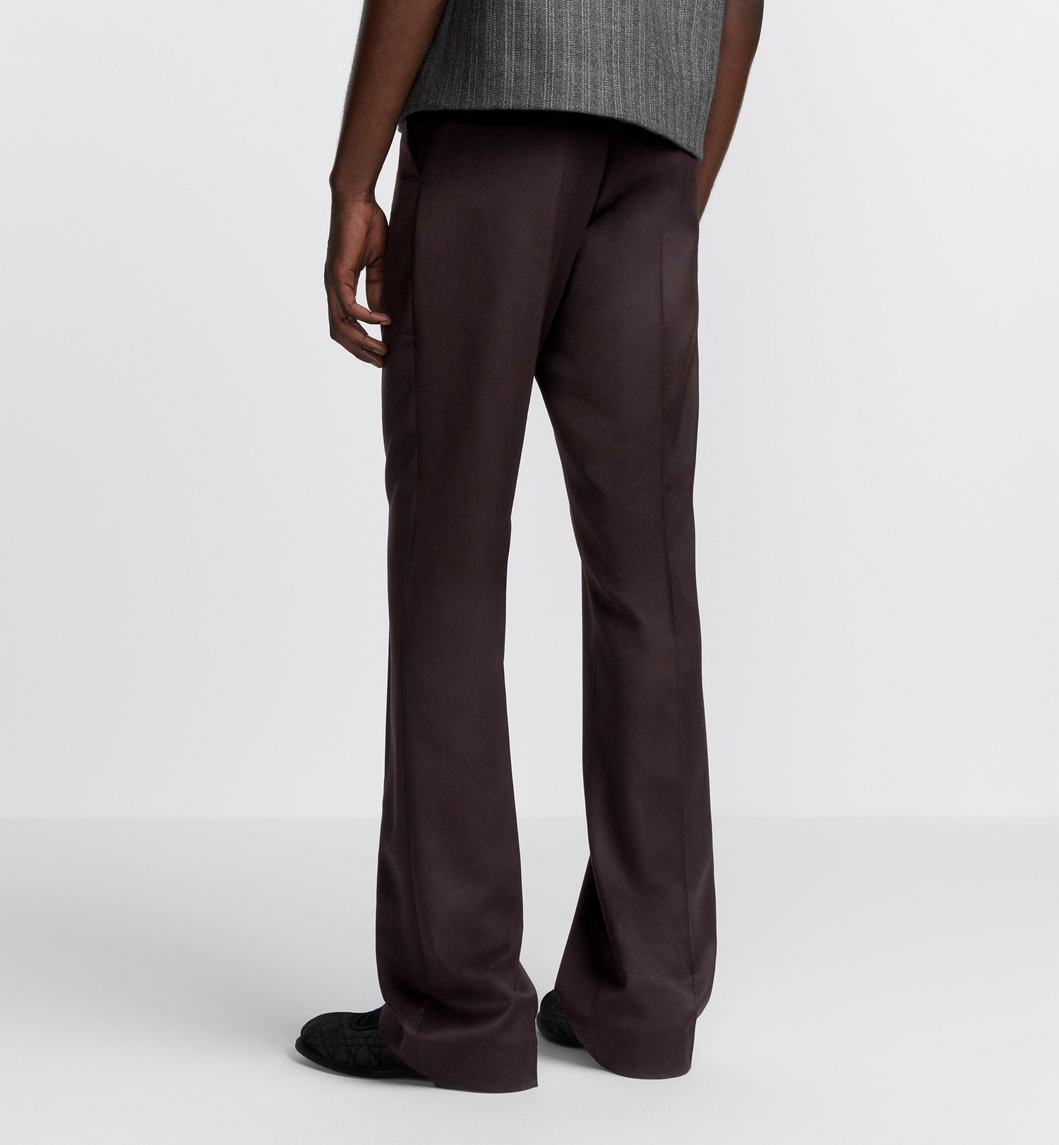 Flared Pants Burgundy Virgin Wool Twill