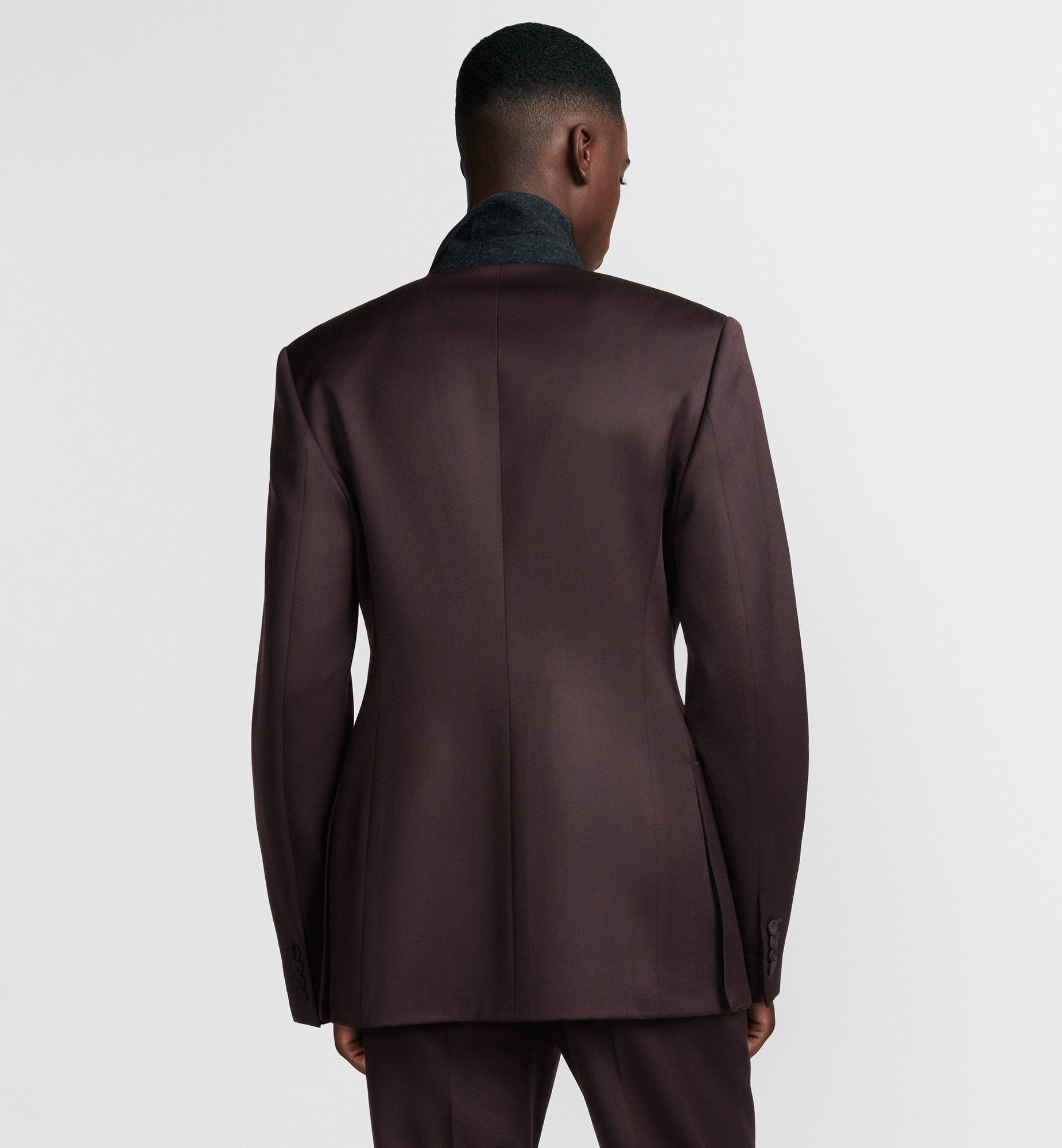 Bar Jacket With Oblique Closure Burgundy Virgin Wool Twill