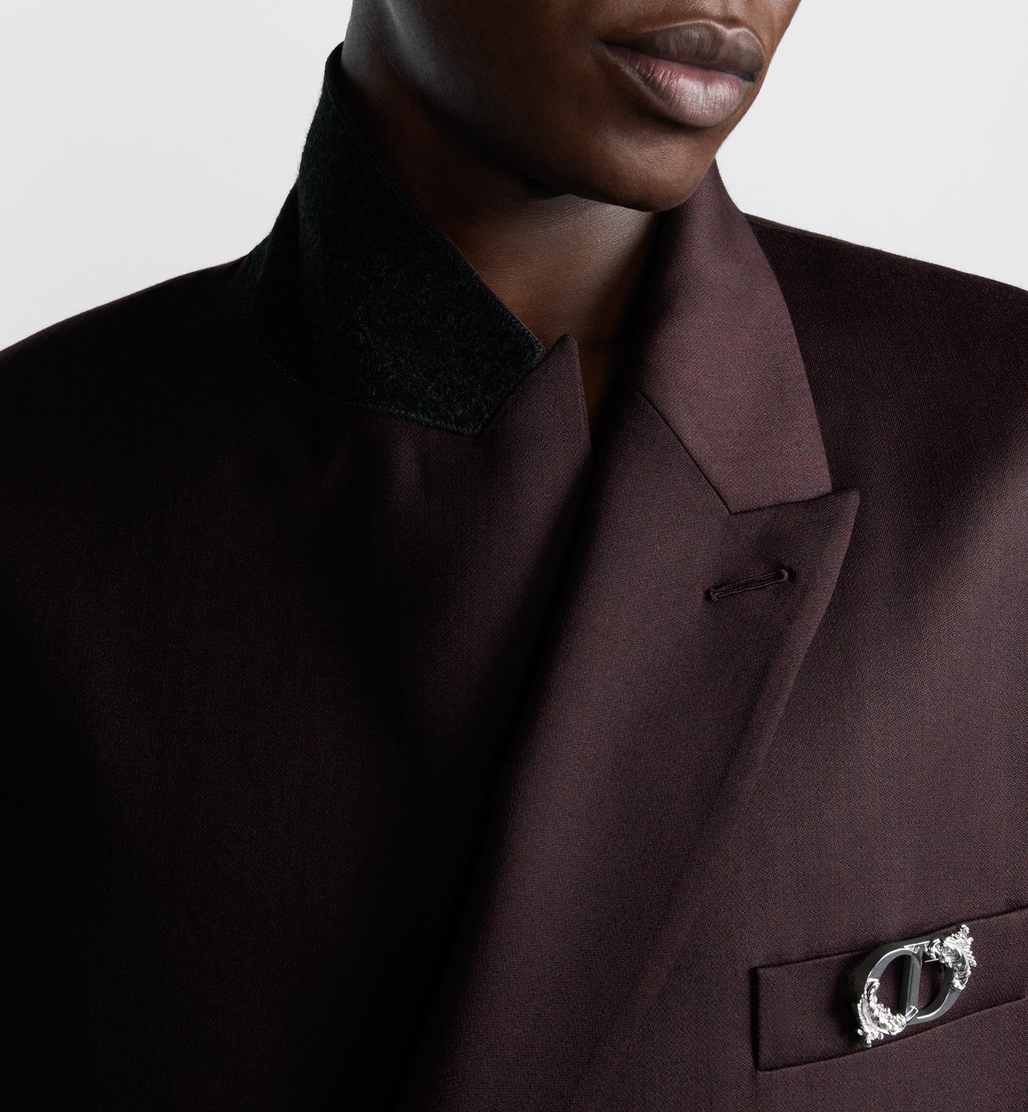 Bar Jacket With Oblique Closure Burgundy Virgin Wool Twill