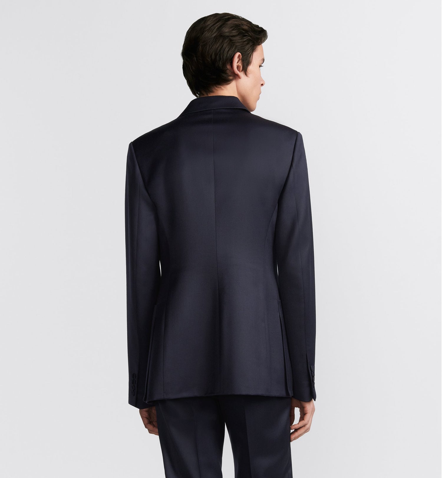 Bar Jacket With Oblique Closure Navy Blue Virgin Wool Twill