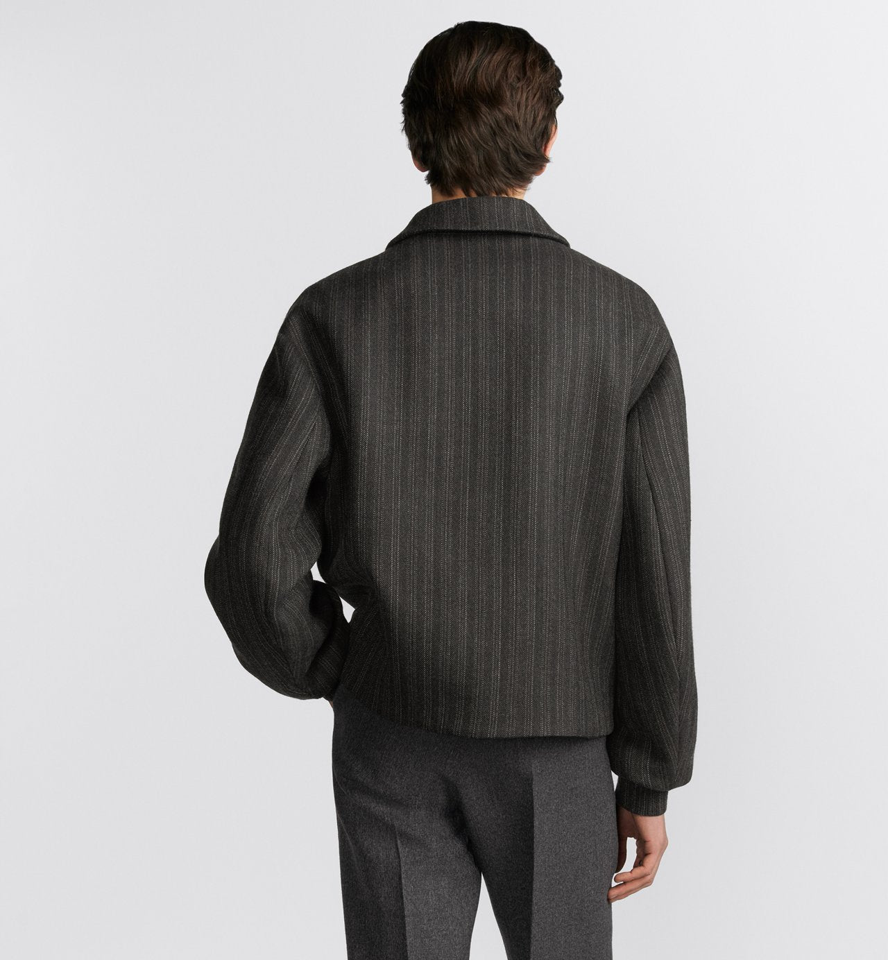 Sweater Black Striped Virgin Wool Twill