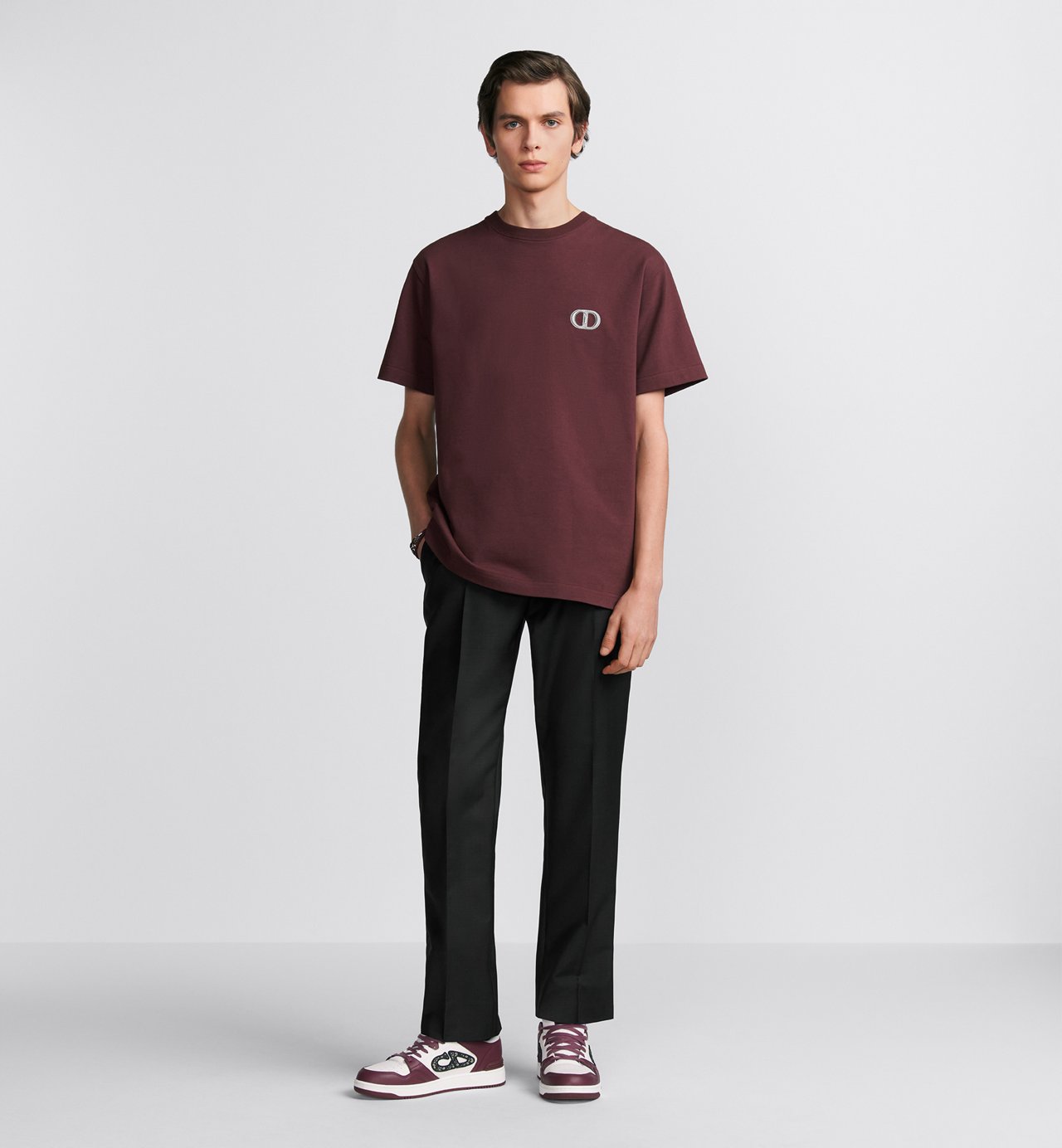 Cd Icon T-Shirt Relaxed Fit Burgundy Cotton Jersey