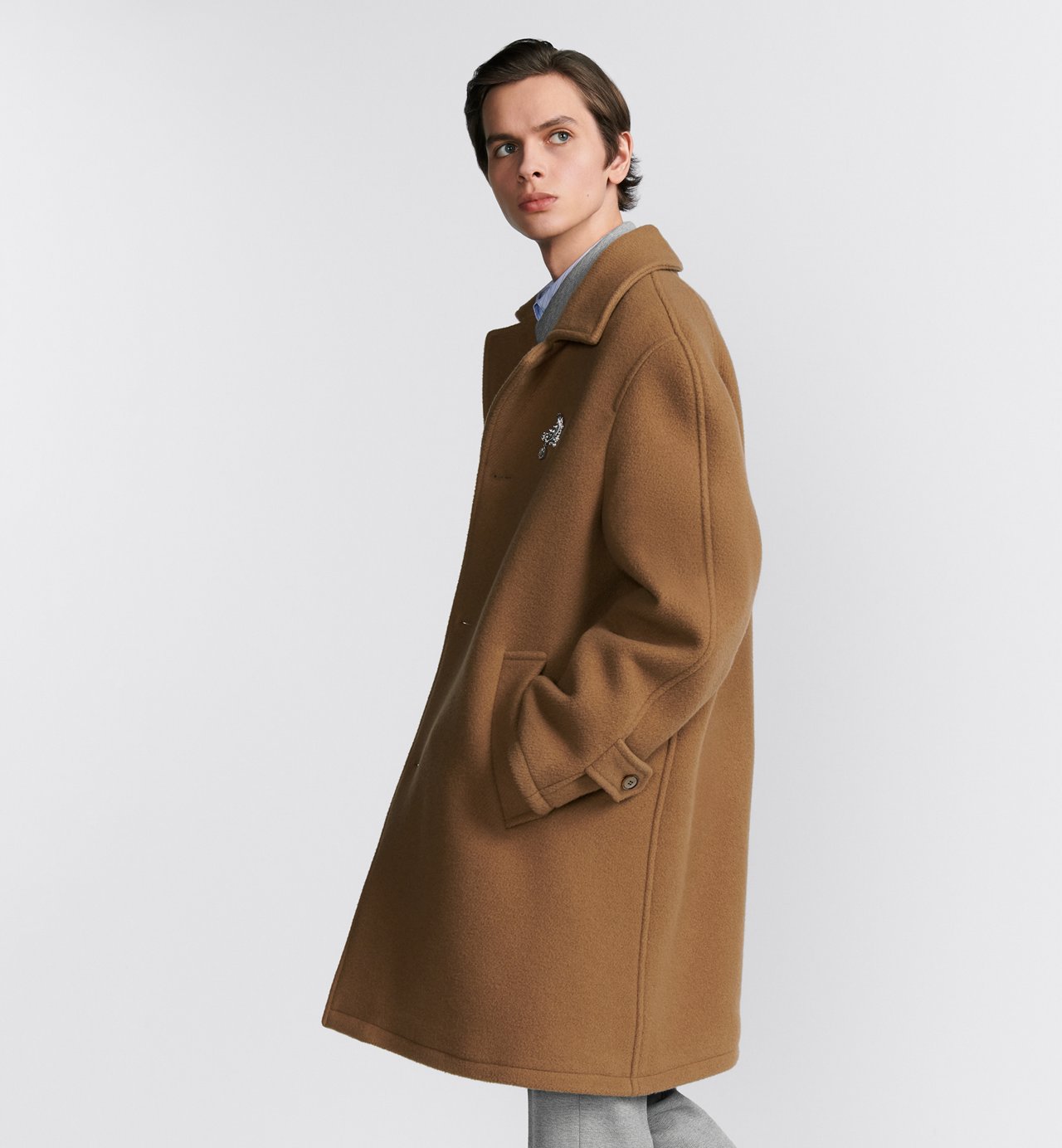 Coat With Raglan Sleeves Brown Virgin Wool