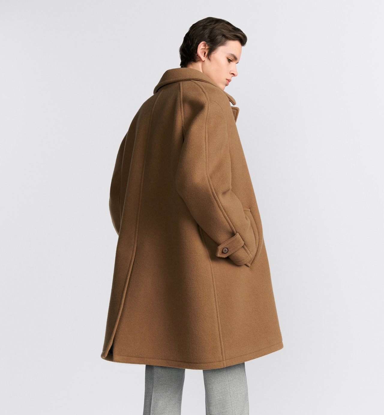 Coat With Raglan Sleeves Brown Virgin Wool