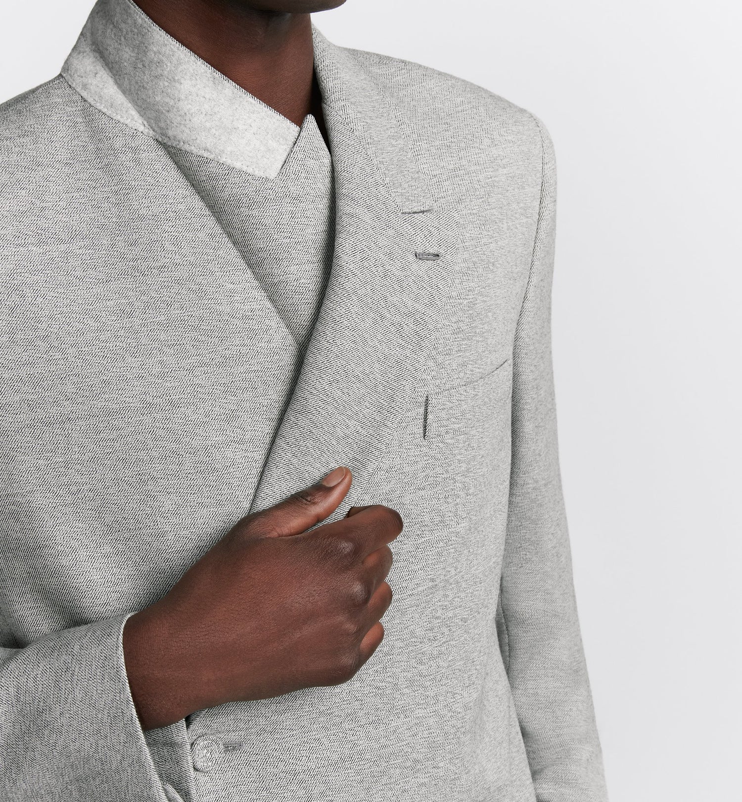 Jacket With Oblique Closure Gray Virgin Wool Twill