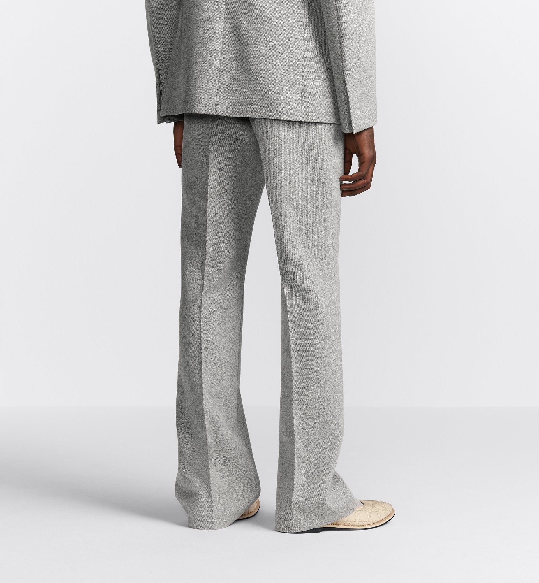 Flared Pants Light Gray Virgin Wool Twill