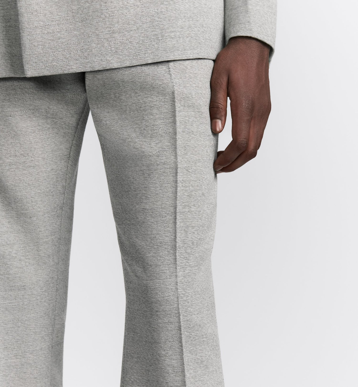 Flared Pants Light Gray Virgin Wool Twill