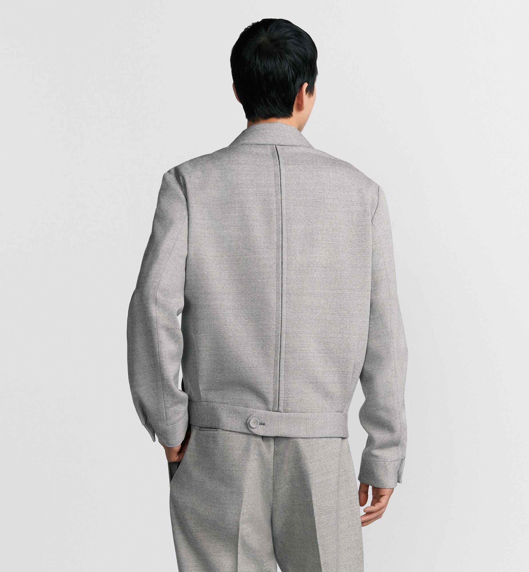 Zipped Jacket Gray Virgin Wool Twill