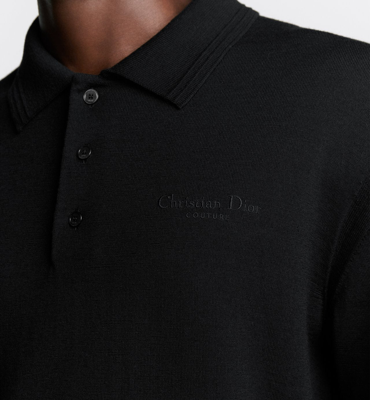 Cd Couture Polo Shirt Black Virgin Wool Jersey