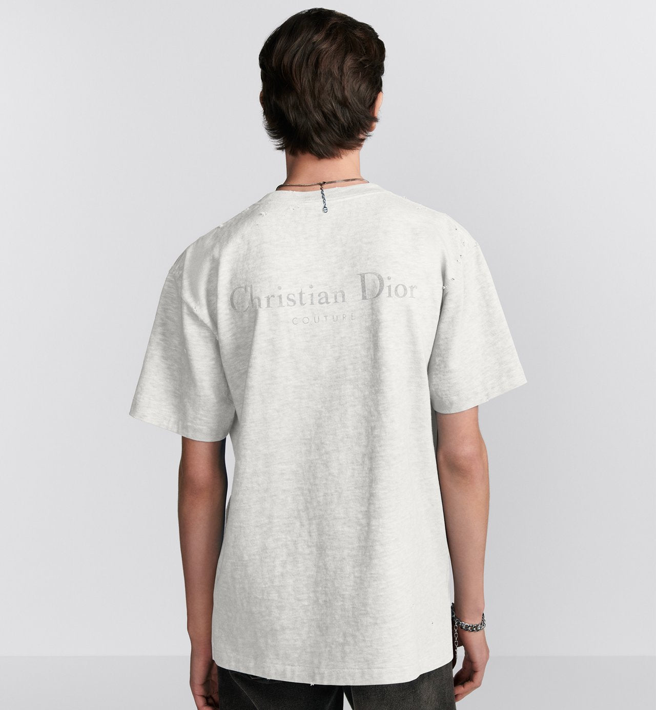 Cd Couture T-Shirt Relaxed Fit White Distressed-Effect Cotton Jersey