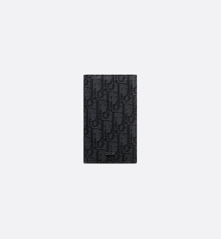 Long Bifold Card Holder Black Dior Oblique Jacquard