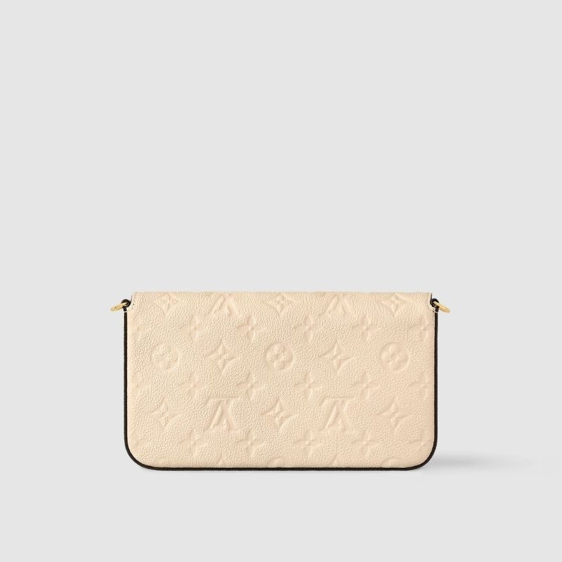 Louis Vuitton Félicie Pochette Handbag Monogram Empreinte Cream Behind View
