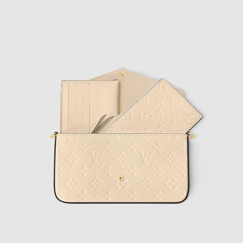 Louis Vuitton Félicie Pochette Handbag Monogram Empreinte Cream Top View
