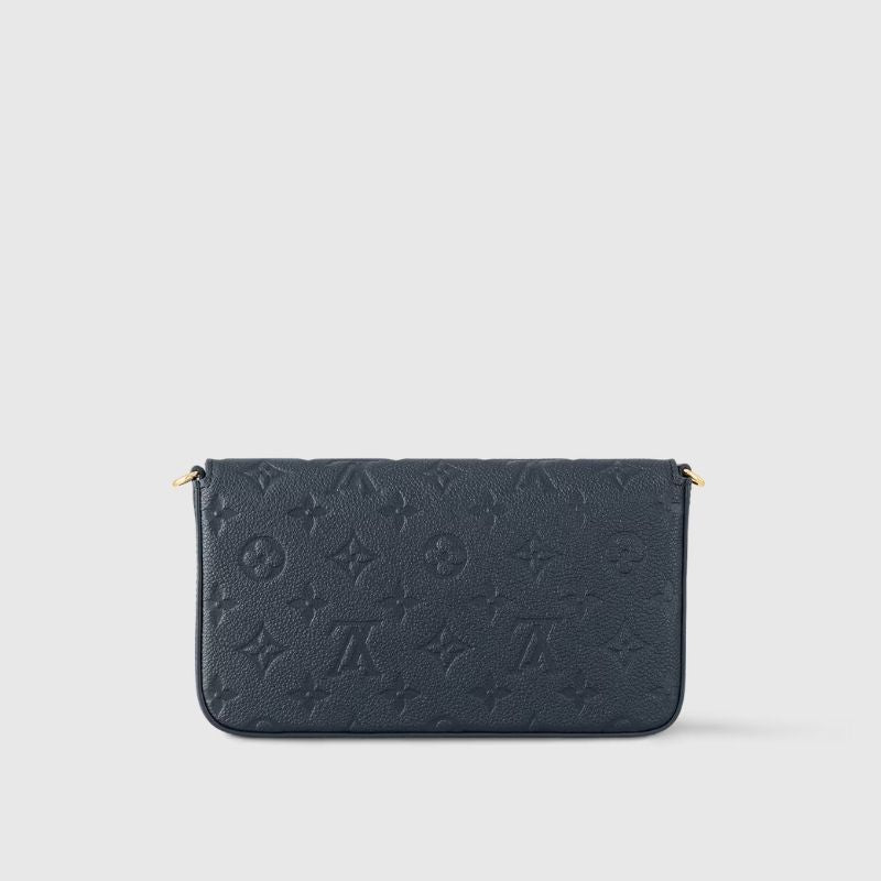 Louis Vuitton Félicie Pochette Handbag Monogram Empreinte Navy Behind View
