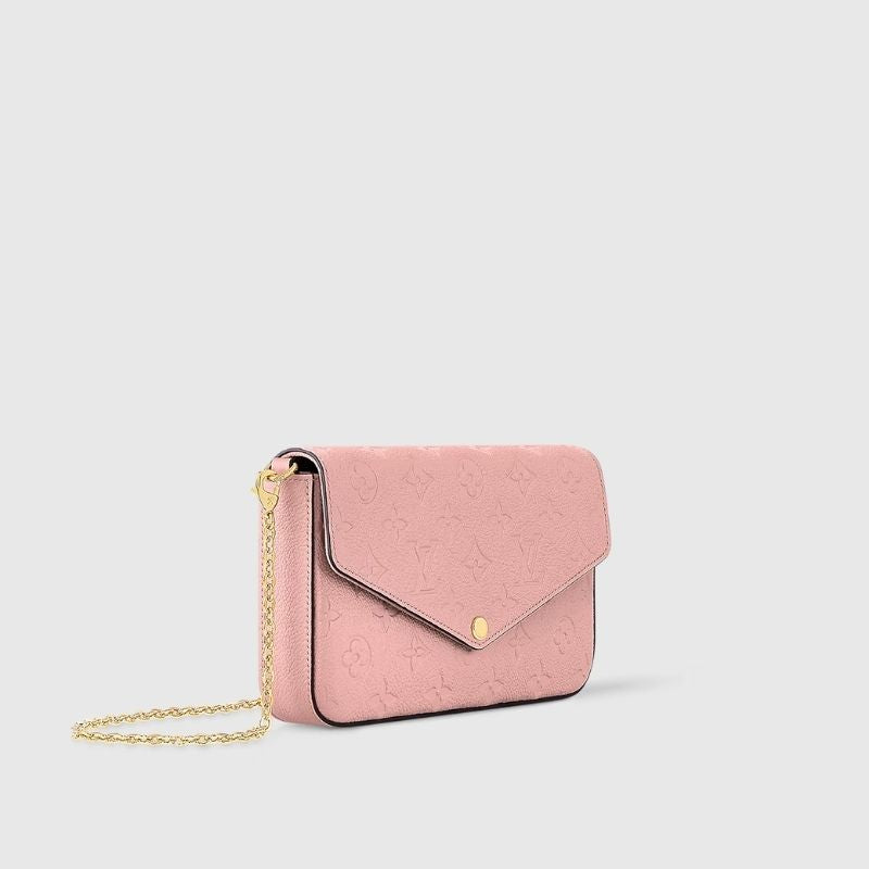 Louis Vuitton Félicie Pochette Handbag Monogram Empreinte Powder Pink Side view
