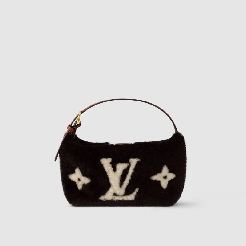 Louis Vuitton Hills Pochette Handbag Shearling Behind View
