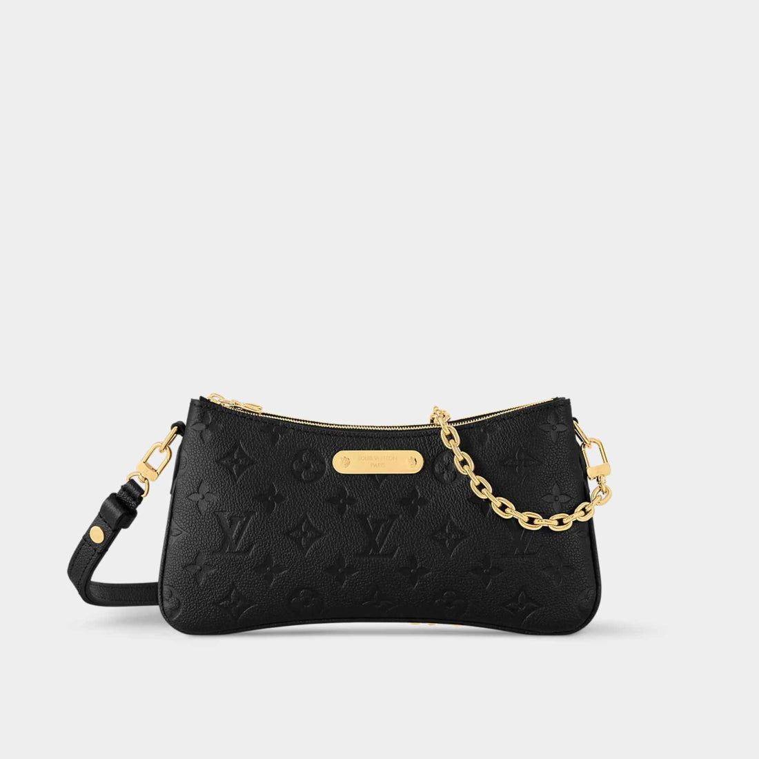 Louis Vuitton Liv Pochette Handbag Monogram Empreinte leather Black Front View