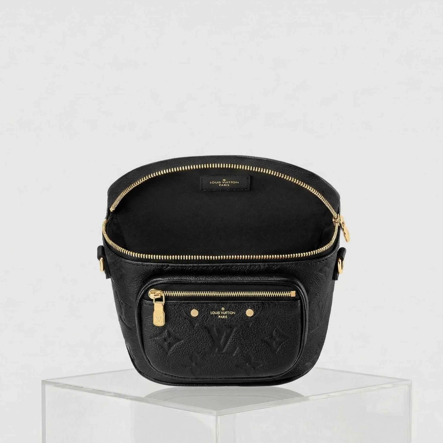 Louis Vuitton Mini Bumbag Handbag Supple Grained Cowhide Leather, Black, Inside