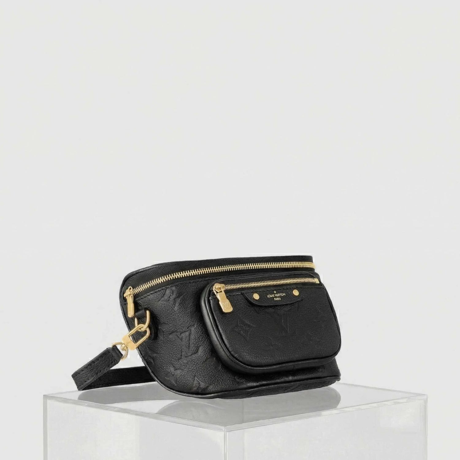 Louis Vuitton Mini Bumbag Handbag Supple Grained Cowhide Leather, Black, Side