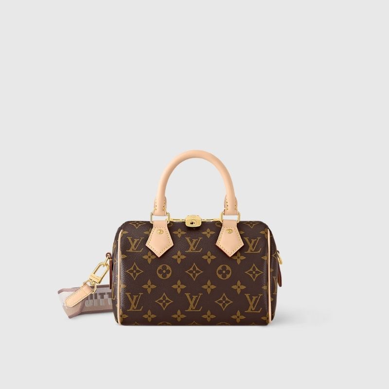 Louis Vuitton Speedy Bandoulière 20 Handbag Monogram Canvas Beige Front View
