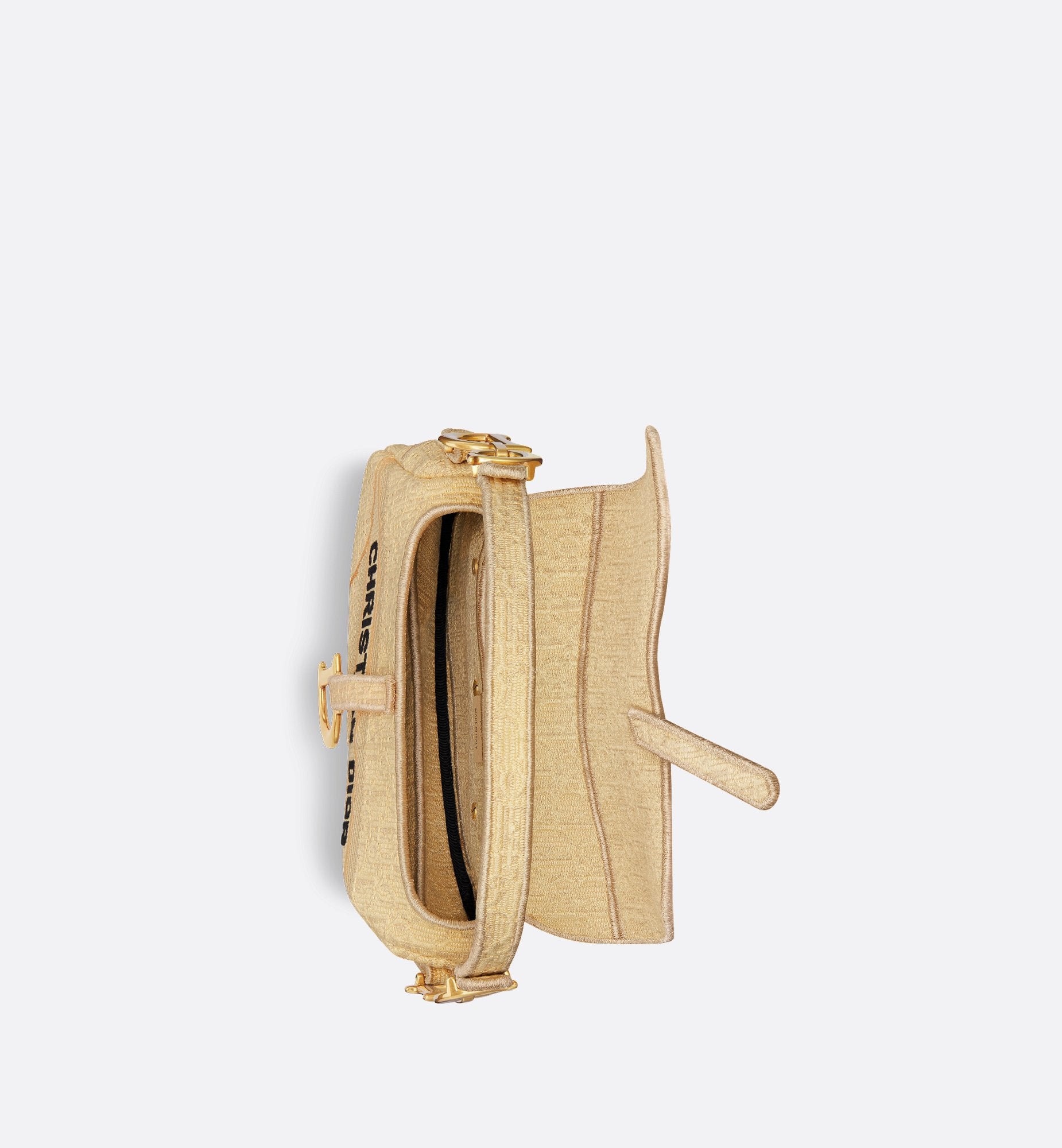 Saddle Bag Beige Dior Oblique Embroidered Raffia