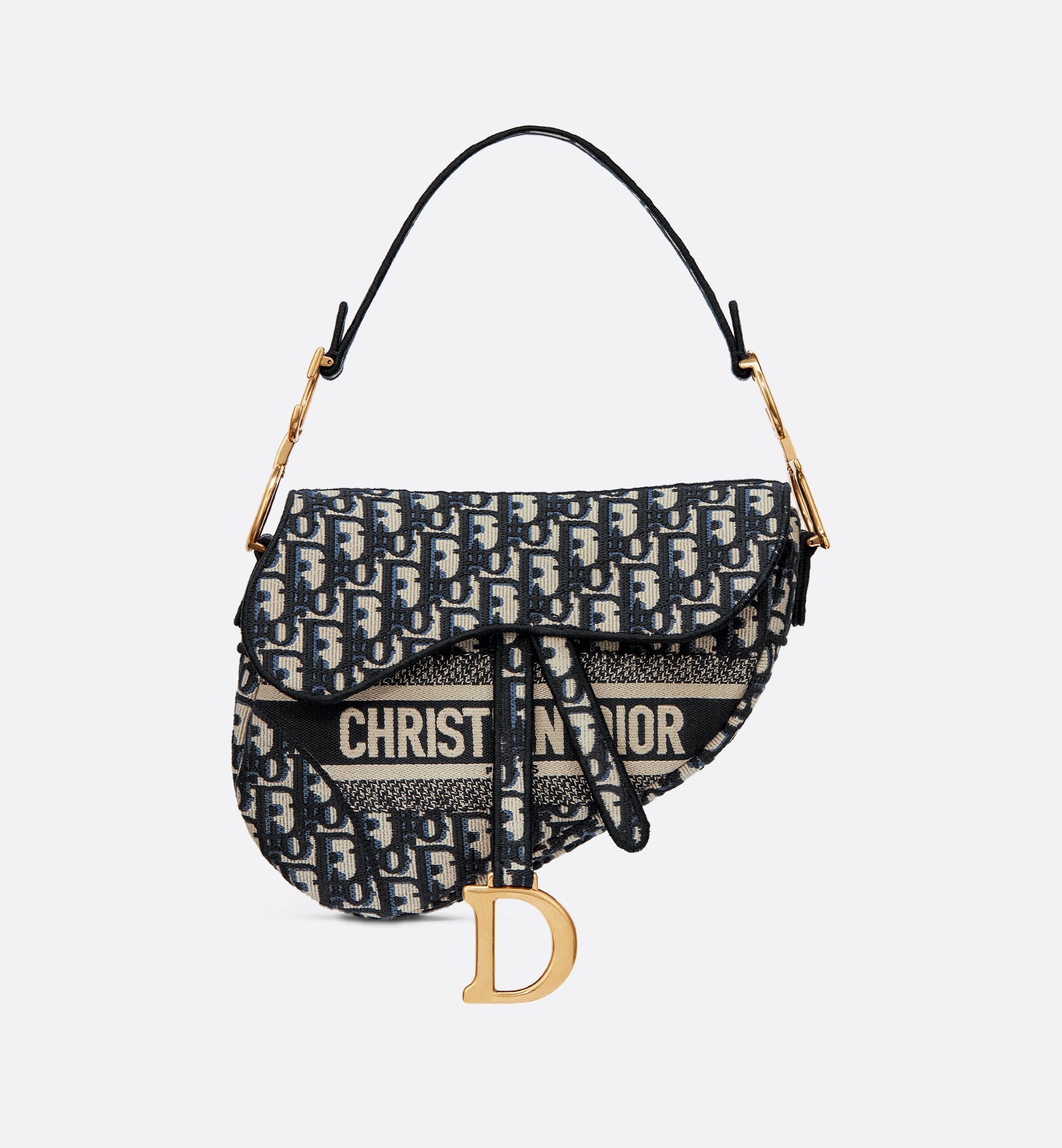 Saddle Bag Blue Dior Oblique Embroidery Sands