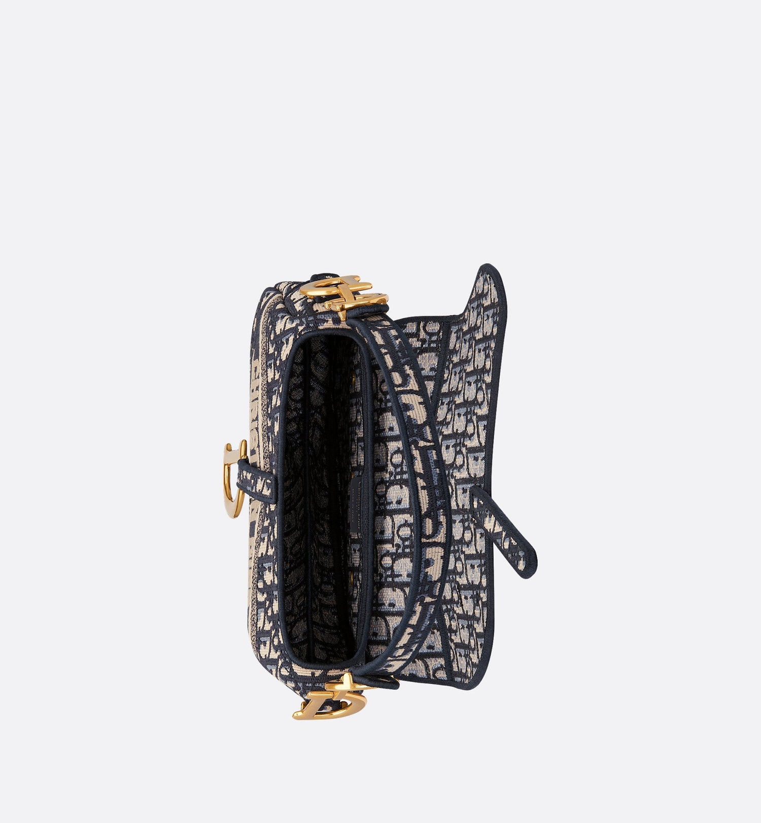 Saddle Bag Blue Dior Oblique Embroidery