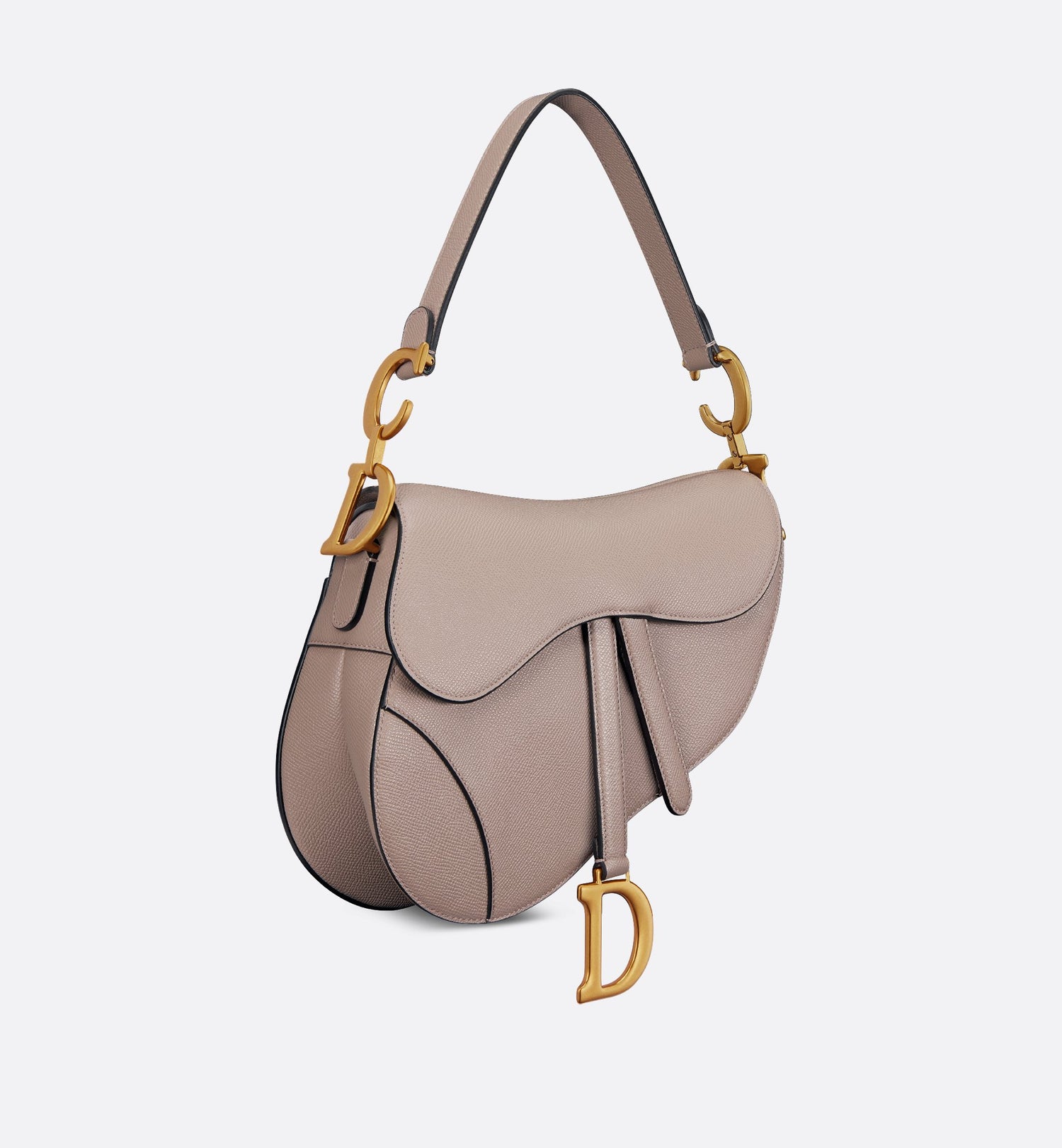 Saddle Bag With Strap Warm Taupe Grained Calfskin