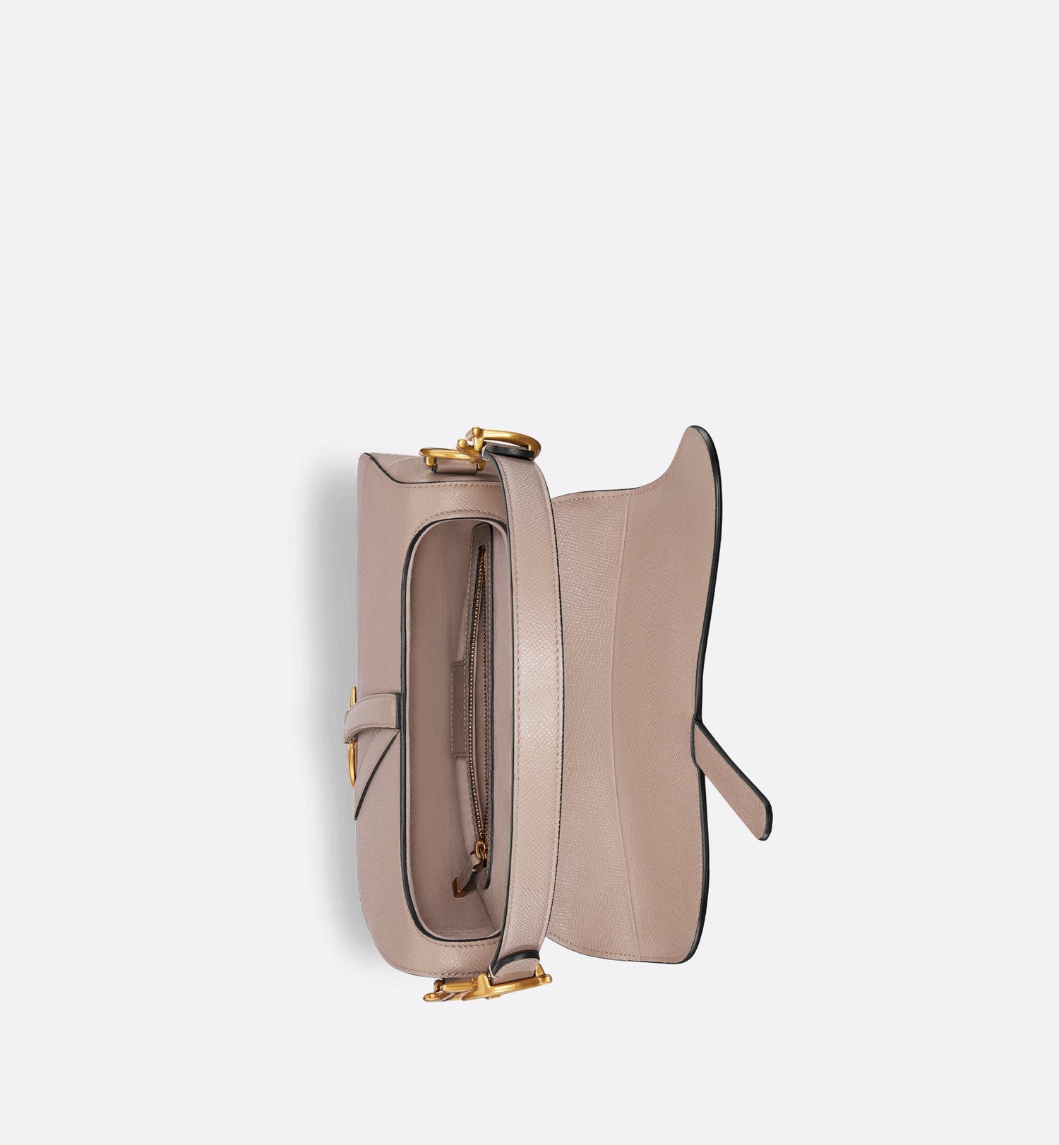 Saddle Bag With Strap Warm Taupe Grained Calfskin