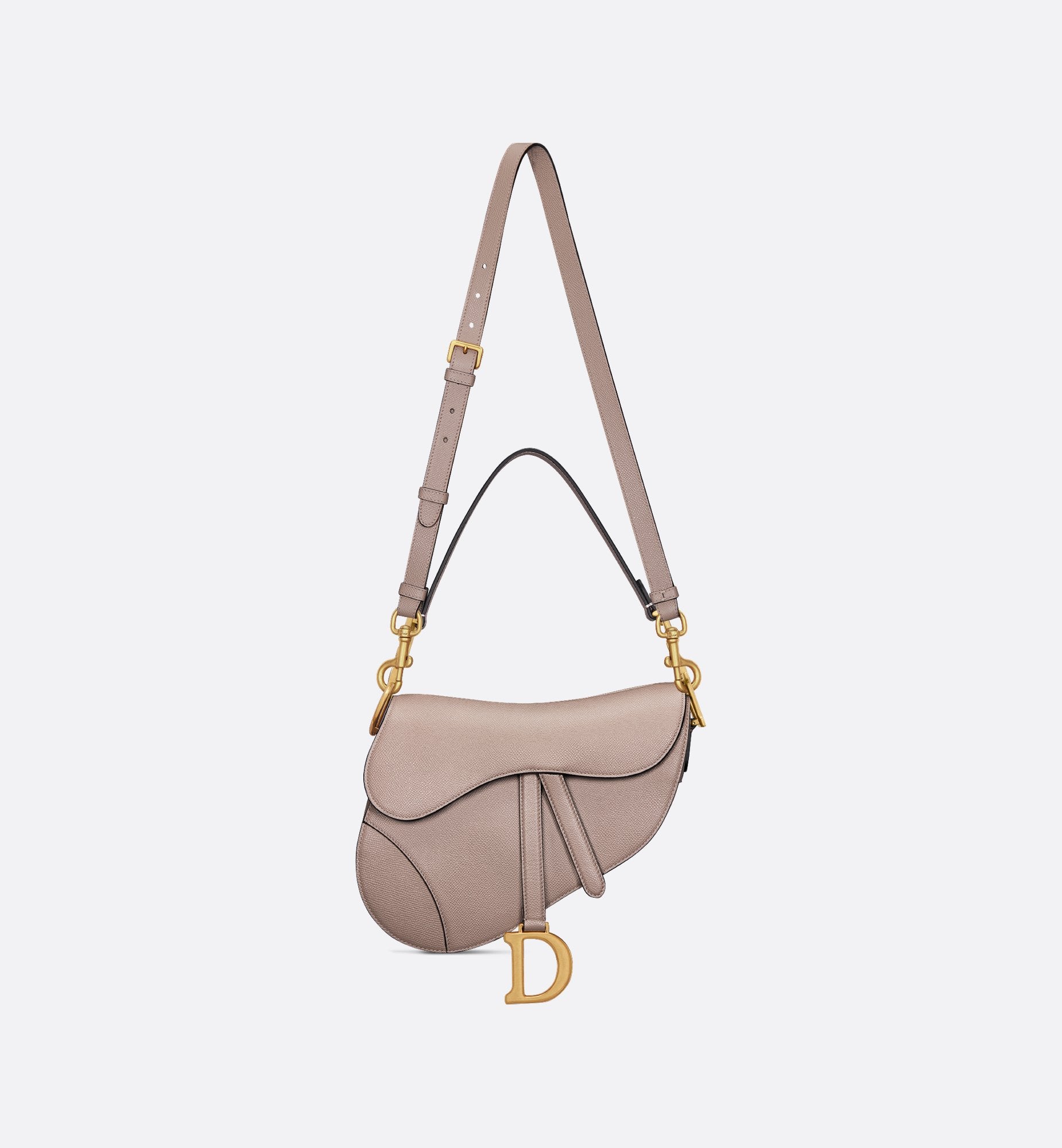 Saddle Bag With Strap Warm Taupe Grained Calfskin