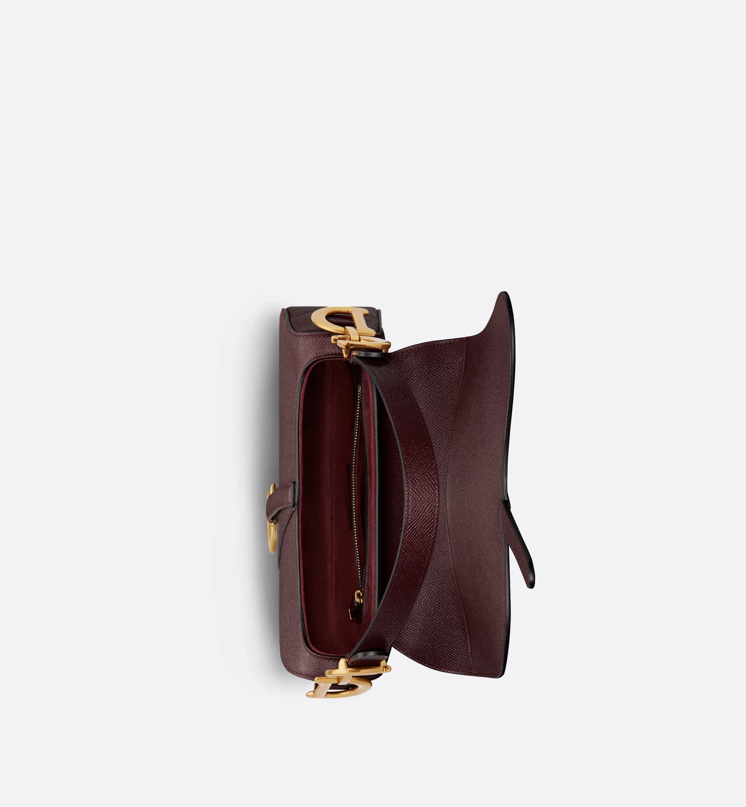 Saddle Bag With Strap Amaranth Grained Calfskin