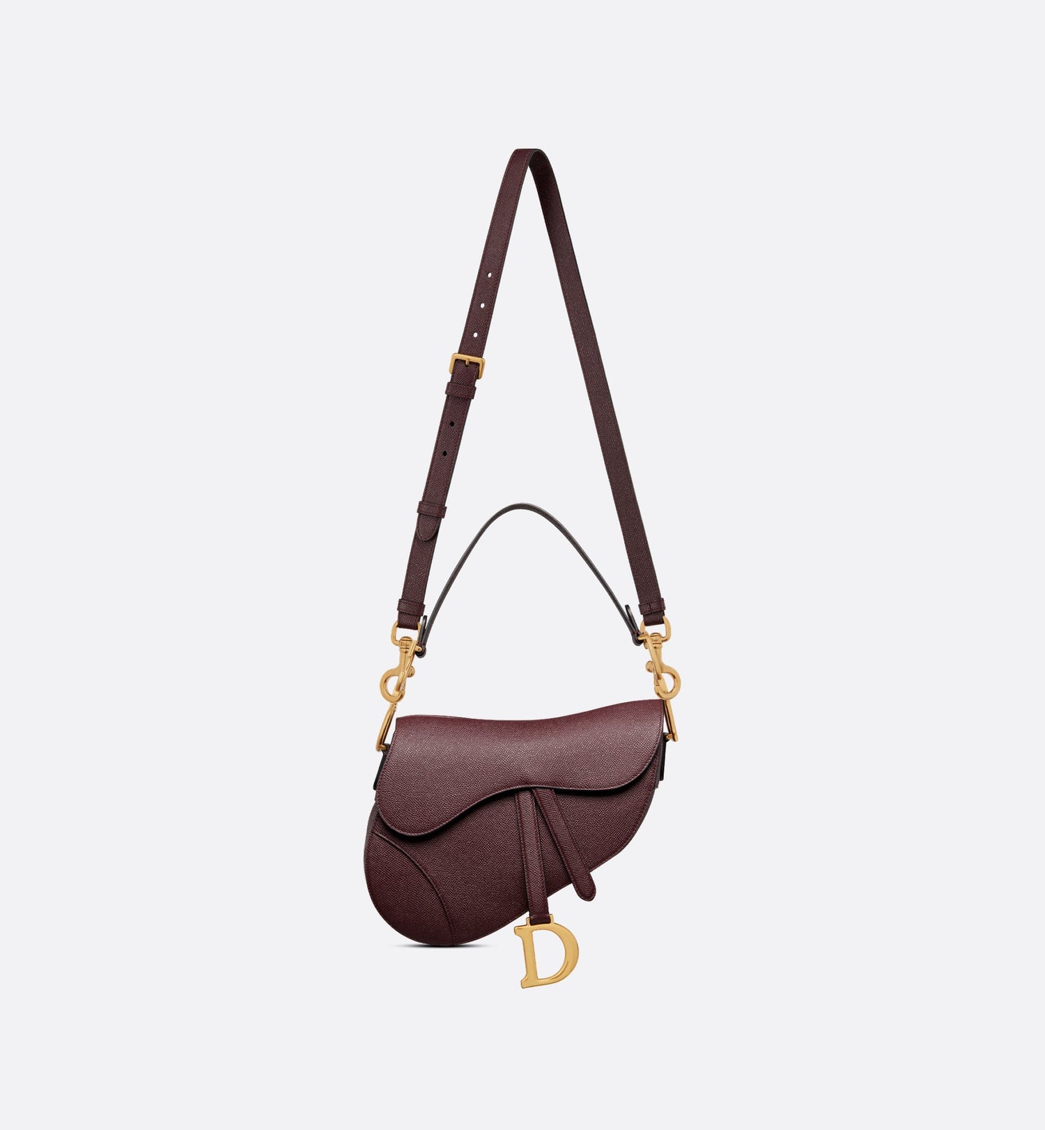 Saddle Bag With Strap Amaranth Grained Calfskin