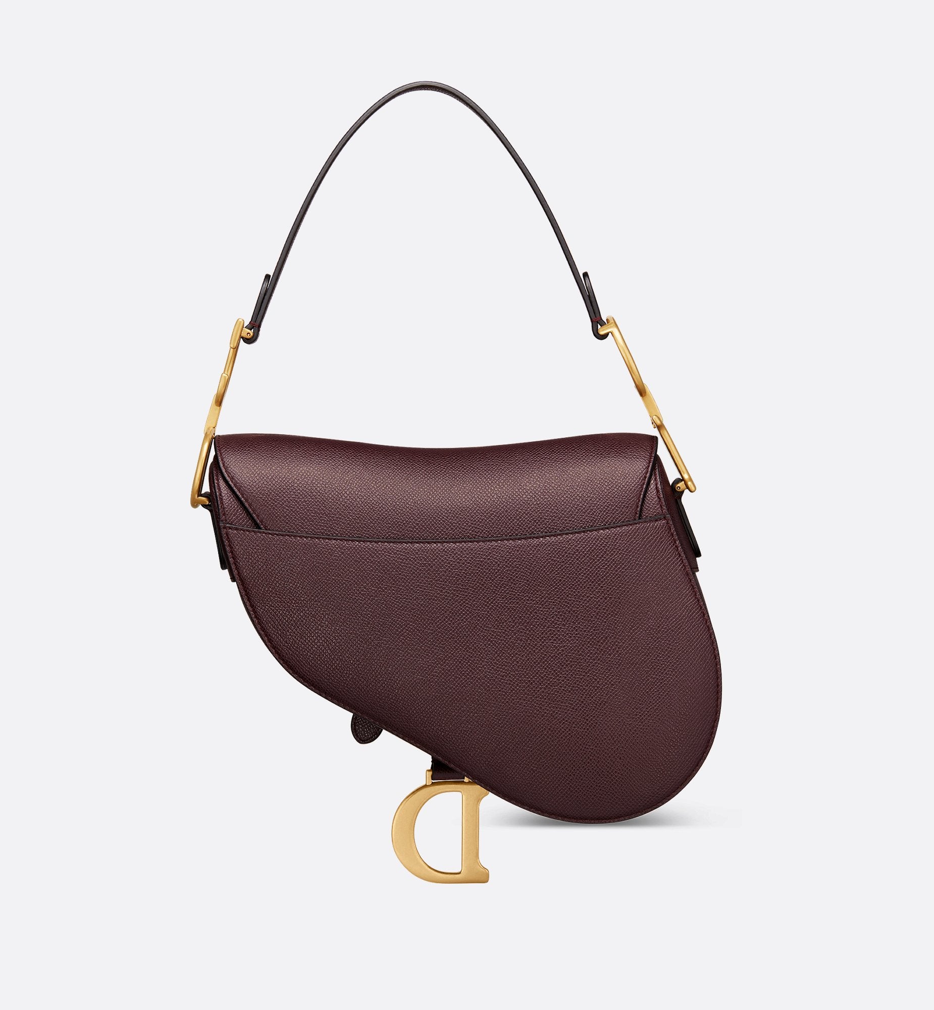 Saddle Bag With Strap Amaranth Grained Calfskin