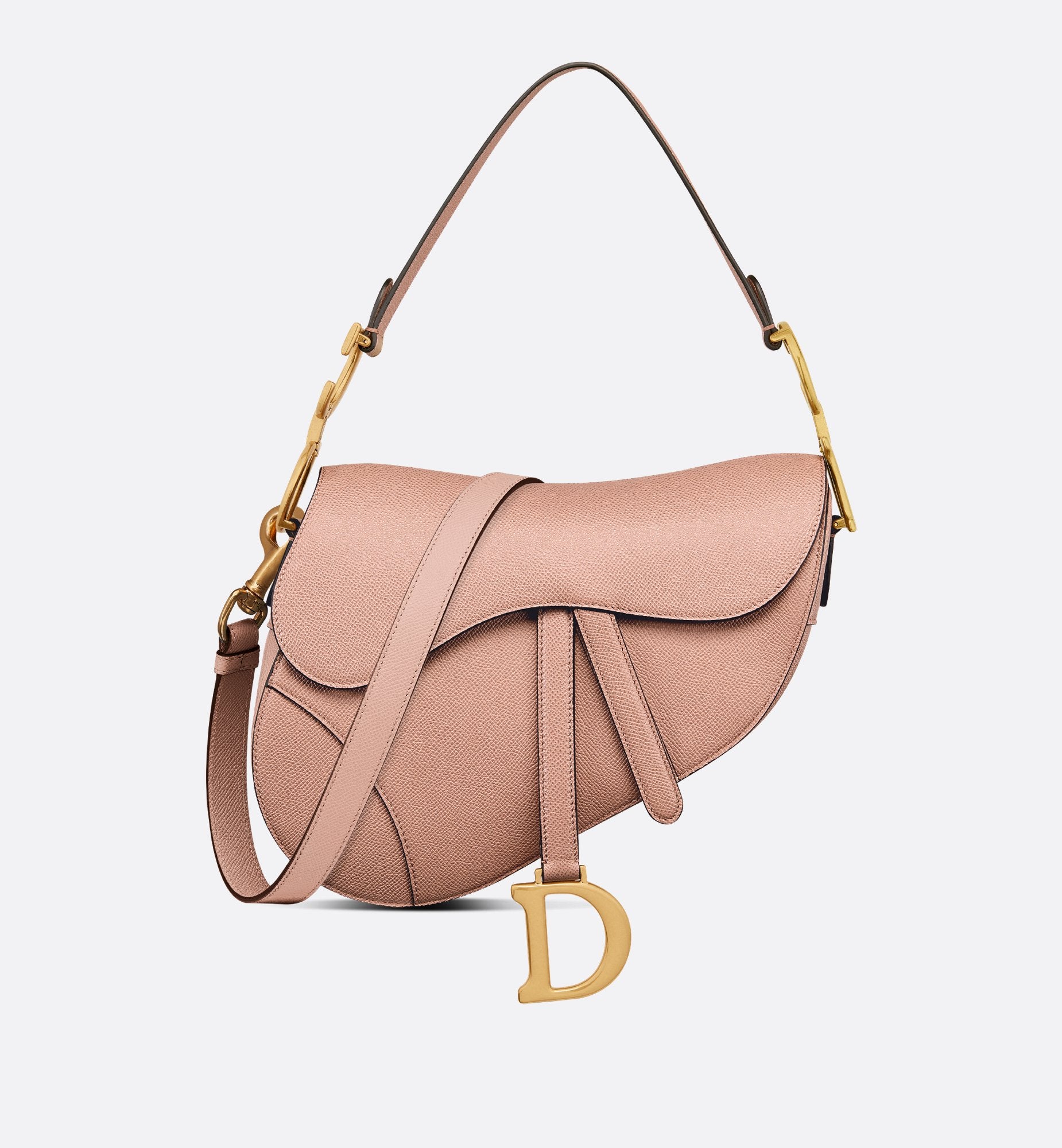 Saddle Bag With Strap Blush Grained Calfskin