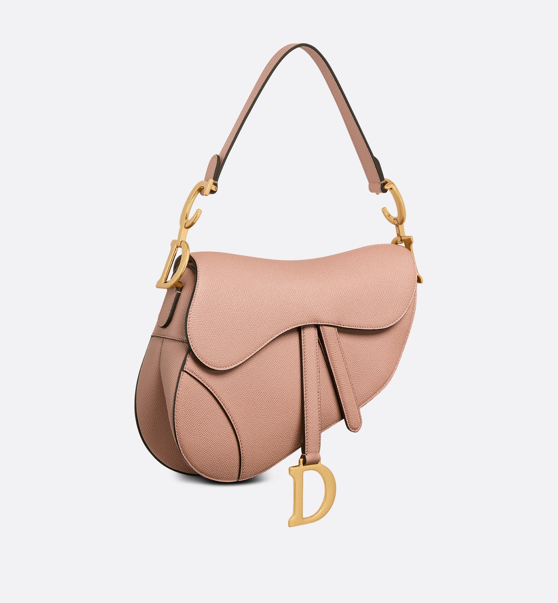 Saddle Bag With Strap Blush Grained Calfskin