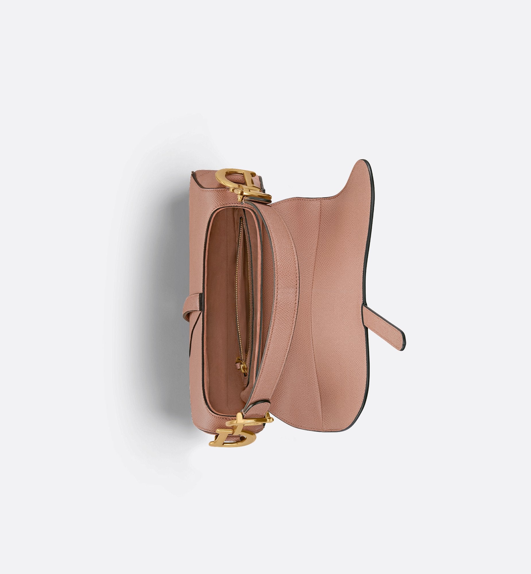 Saddle Bag With Strap Blush Grained Calfskin