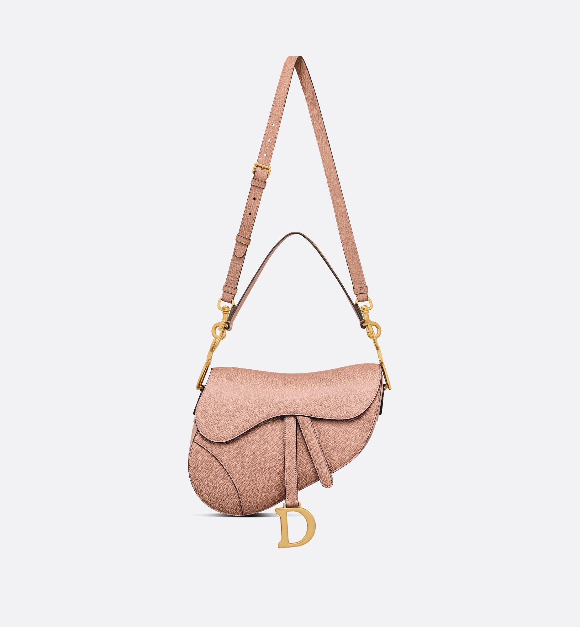 Saddle Bag With Strap Blush Grained Calfskin